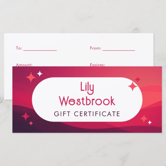 Rode Retro Groovy Moderne Cadeaubon (Voorkant / Achterkant)