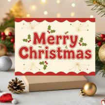 Rode Retro Groovy Prettig Kerstfeest