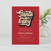Rode Retro Groovy Santa Baby Christmas Baby shower Kaart (Staand voorkant)