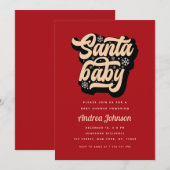Rode Retro Groovy Santa Baby Christmas Baby shower Kaart (Voorkant / Achterkant)