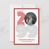 Rode Retro Grote Nummers Afstuderen Foto Kaart (Voorkant)