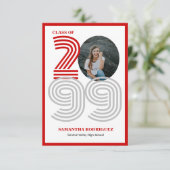 Rode Retro Grote Nummers Afstuderen Foto Kaart (Staand voorkant)