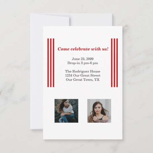 Rode Retro Grote Nummers Afstuderen Foto Kaart (Achterkant)