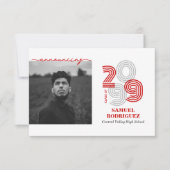 Rode Retro Grote Nummers Klasse van de Foto Kaart (Voorkant)