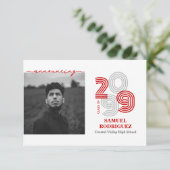 Rode Retro Grote Nummers Klasse van de Foto Kaart (Staand voorkant)