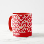 Rode  Retro Harten en Bogen Valentijnsdag Mok (Voorkant links)