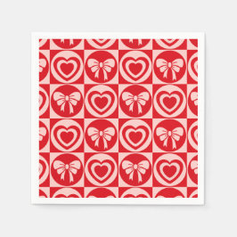 Rode Retro Harten en Bogen Valentijnsdag Servet