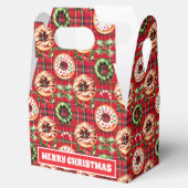 Rode Retro Kerst Donuts Rode Tartan Plaid Bedankdoosjes (Geopend)