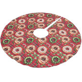 Rode Retro Kerst Donuts Rode Tartan Plaid Kerstboom Rok (Gekanteld)