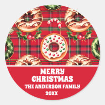 Rode Retro Kerst Donuts Rode Tartan Plaid