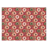 Rode Retro Kerst Donuts Rode Tartan Plaid Tafelkleed (Voorkant (Horizontaal))
