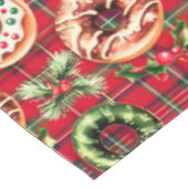 Rode Retro Kerst Donuts Rode Tartan Plaid Tafelkleed (Gekanteld)