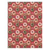 Rode Retro Kerst Donuts Rode Tartan Plaid Tafelkleed (Voorkant)