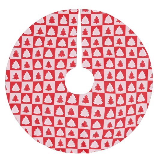 Rode Retro Kerstboom Rode Tartan Plaid Kerstboom Rok (Voorkant)