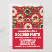 Rode Retro Kerstdonuts Vakantiefeest Kaart (Voorkant)