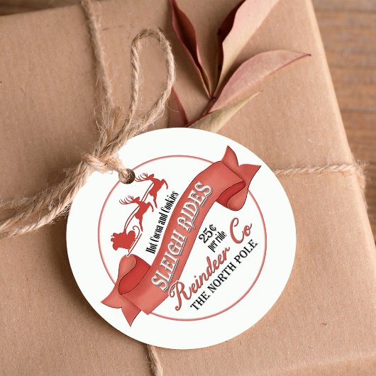 Rode Retro Kerstman Custom Bedankjes Labels