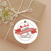 Rode Retro Kerstman Custom Bedankjes Labels