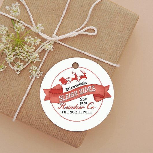 Rode Retro Kerstman Custom Bedankjes Labels