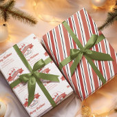 Rode Retro Kerstman gepersonaliseerd Inpakpapier Vel