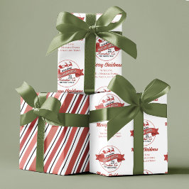 Rode Retro Kerstman gepersonaliseerd Inpakpapier Vel