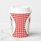 Rode  Retro-kerstman met roze geplakte papierbeker Papieren Bekers (Links)