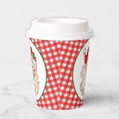 Rode  Retro-kerstman met roze geplakte papierbeker Papieren Bekers (Rechts)