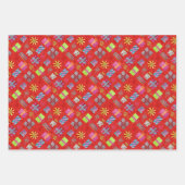 Rode Retro Kerstmis Inpakpapier Vel (Voorkant 3)