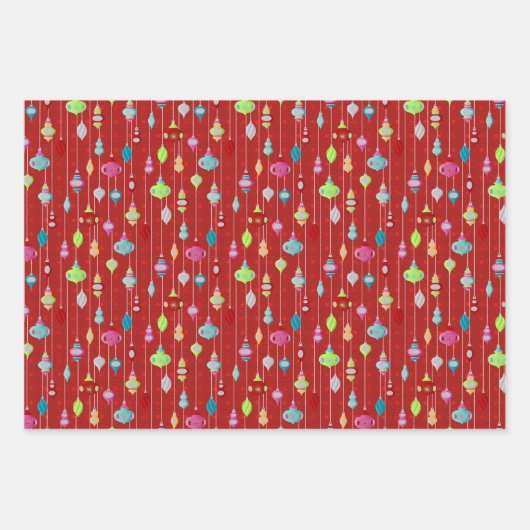 Rode Retro Kerstmis Inpakpapier Vel (Voorkant 2)