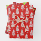 Rode Retro Kerstmis Inpakpapier Vel (In situ)