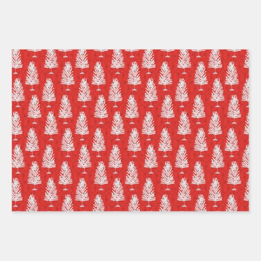 Rode Retro Kerstmis Inpakpapier Vel (Voorkant)