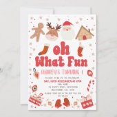 Rode Retro Kerstmis Oh Wat Leuk 1e Verjaardag Kaart (Voorkant)