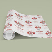 Rode Retro Kerstrendier gepersonaliseerd Cadeaupapier