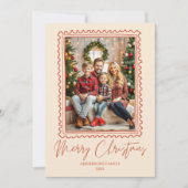 Rode retro lijst foto vrolijk kerstfeest feestdagenkaart (Voorkant)