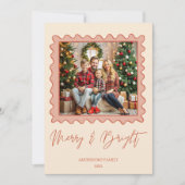 Rode retro lijst foto vrolijk kerstfeest feestdagenkaart (Voorkant)