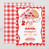 Rode Retro plak fun Pizza feestje Kaart (Voorkant / Achterkant)