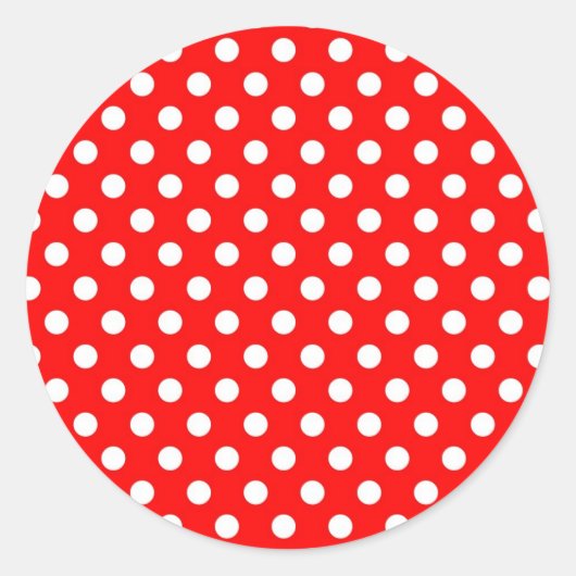 Rode Retro Polka Dots Pattern Kaart Seal Sticker (Voorkant)