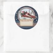 Rode Retro Raket Naam Tag Stickers (Tas)