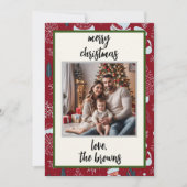 Rode Retro Santa Aangepaste Foto Kerstmis Kaart (Voorkant)