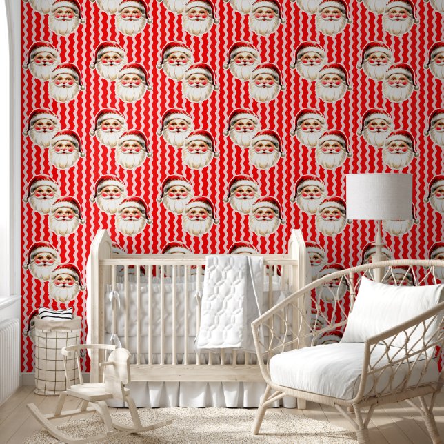 Rode Retro Santa Claus Rode Ric Race Kerstmis Behang (Kinderen)
