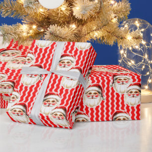 Rode Retro Santa Claus Rode Ric Race Kerstmis Cadeaupapier