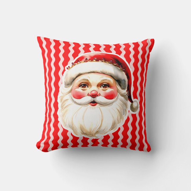 Rode Retro Santa Claus Rode Ric Race Kerstmis Kussen (Voorkant)
