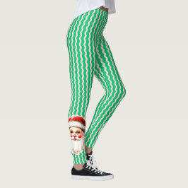 Rode Retro Santa Claus Rode Ric Race Kerstmis Leggings