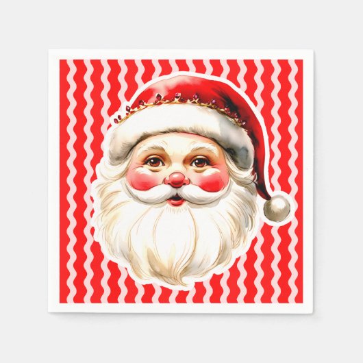 Rode Retro Santa Claus Rode Ric Race Kerstmis Servet (Voorkant)