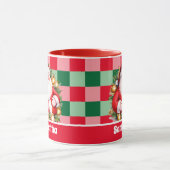 Rode Retro Santa Claus Tartan Plaid Kerstmis Mok (Midden)