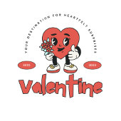 Rode Retro Schattige Hart Karakter Valentijnsdag Koffiemok