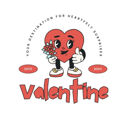 Rode Retro Schattige Hart Karakter Valentijnsdag Koffiemok