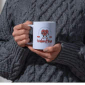 Rode Retro Schattige Hart Karakter Valentijnsdag Koffiemok