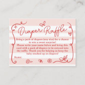 Rode Retro Schattigee Luier Raffle Citroenen Baby  Informatiekaartje (Voorkant)