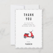 Rode Retro Scooter Thema Verjaardag Bedankt Kaart (Voorkant)