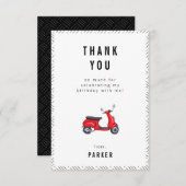Rode Retro Scooter Thema Verjaardag Bedankt Kaart (Voorkant / Achterkant)